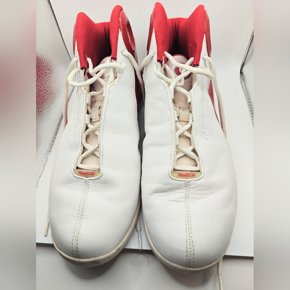 Reebok 360 Nation Men's Size 10 Basketball Shoes Vintage White And Red Hightops
